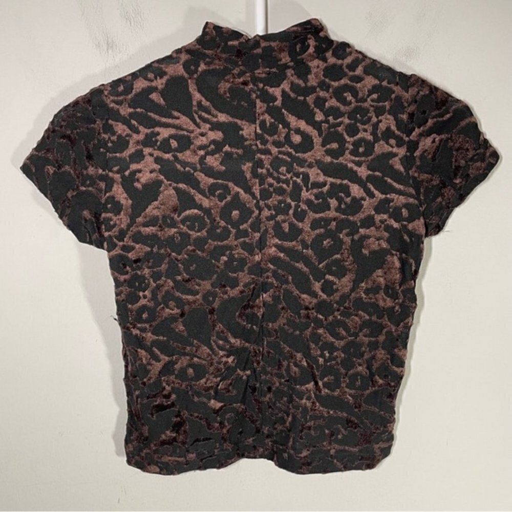 Vintage Sandro Paris Animal Print Crop Top size 1 - Picture 2 of 6